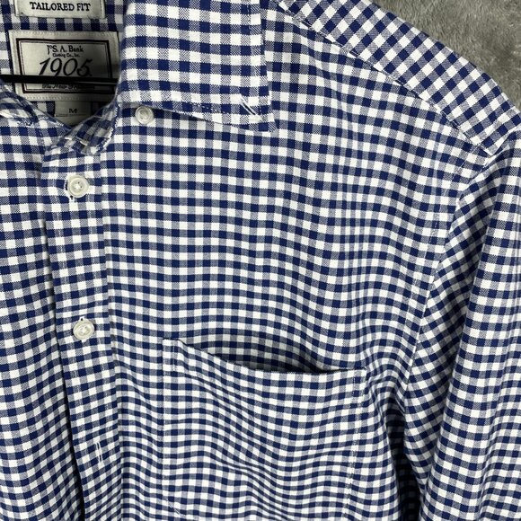 Jos A Bank 1905 Tailored Fit Button Down Dress Shirt Blue Plaid Mens Size M - Picture 8 of 8